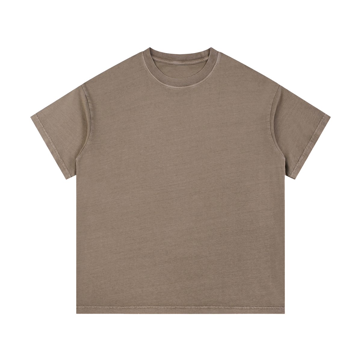 MIROLYUB Palimpsest vintage-wash cotton tee in Coffee, front view with a relaxed body and dropped shoulders