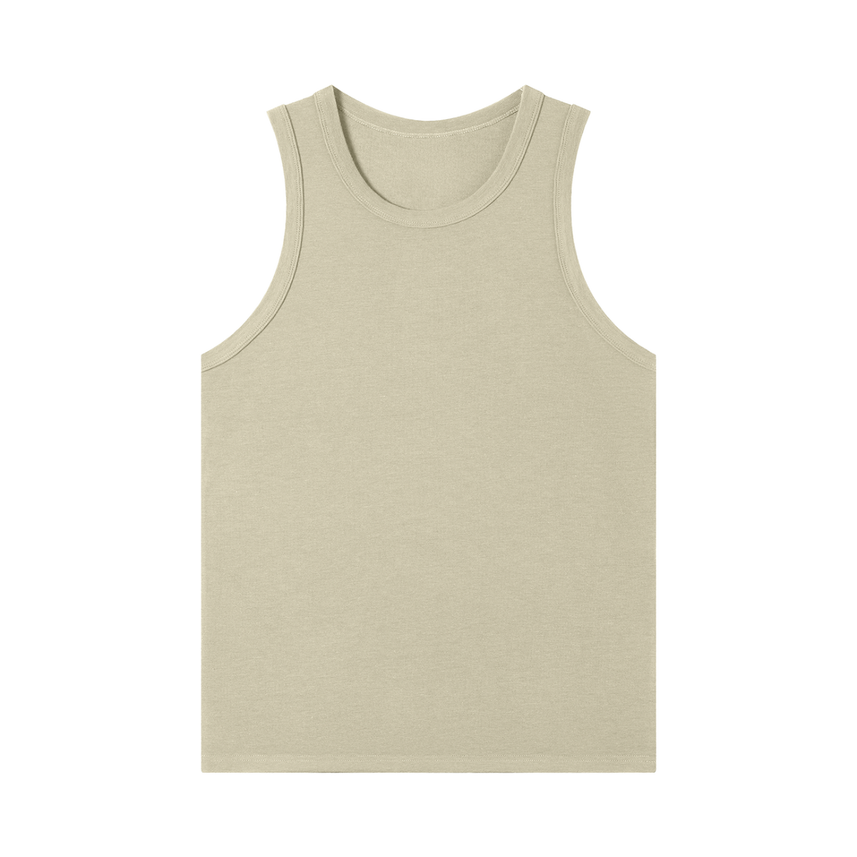 MIROLYUB Tension heavyweight ribbed tank in Khaki, front view.