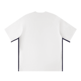 MIROLYUB Unisex Colorblock Crewneck T-Shirt — White, back view