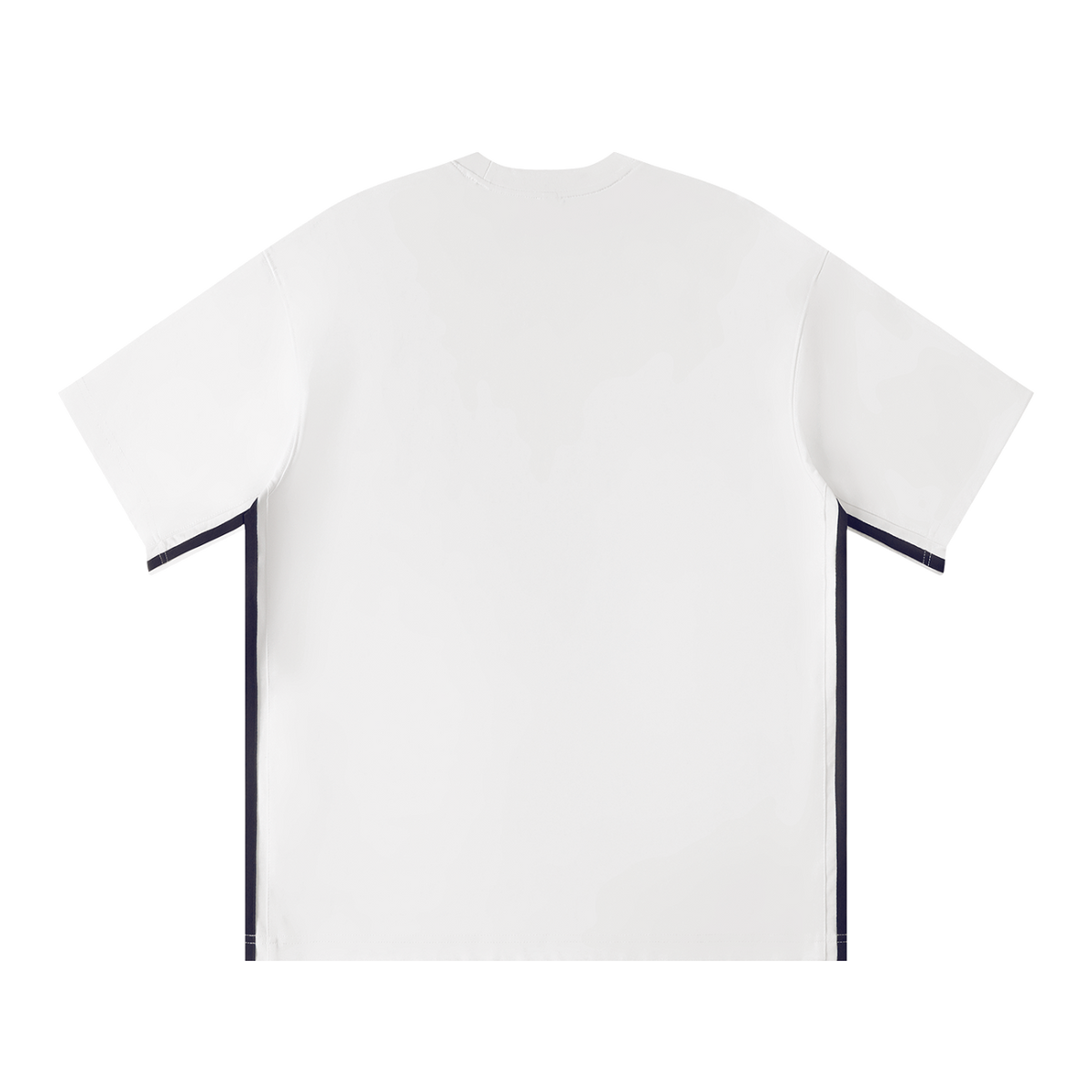MIROLYUB Unisex Colorblock Crewneck T-Shirt — White, back view