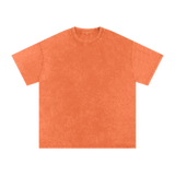 MIROLYUB Afterglow Snow-Wash Oversized Tee in Orange, front view.