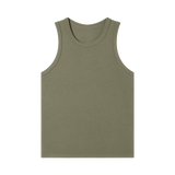 MIROLYUB Tension heavyweight ribbed tank in Army Green, front view.