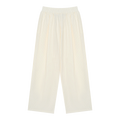 MIROLYUB Axis striped pleated trousers in White, front view.
