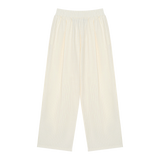 MIROLYUB Axis striped pleated trousers in White, front view.