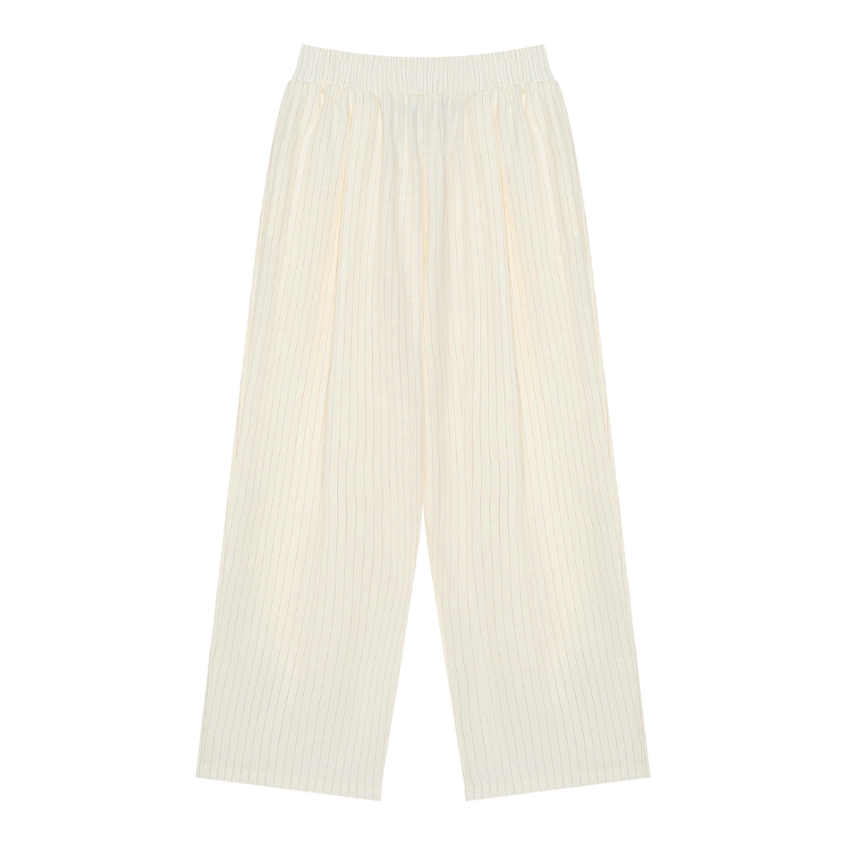 MIROLYUB Axis striped pleated trousers in White, front view.