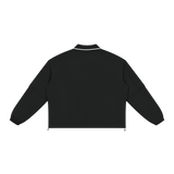 MIROLYUB Collarway collared sweatshirt in Black, back view.