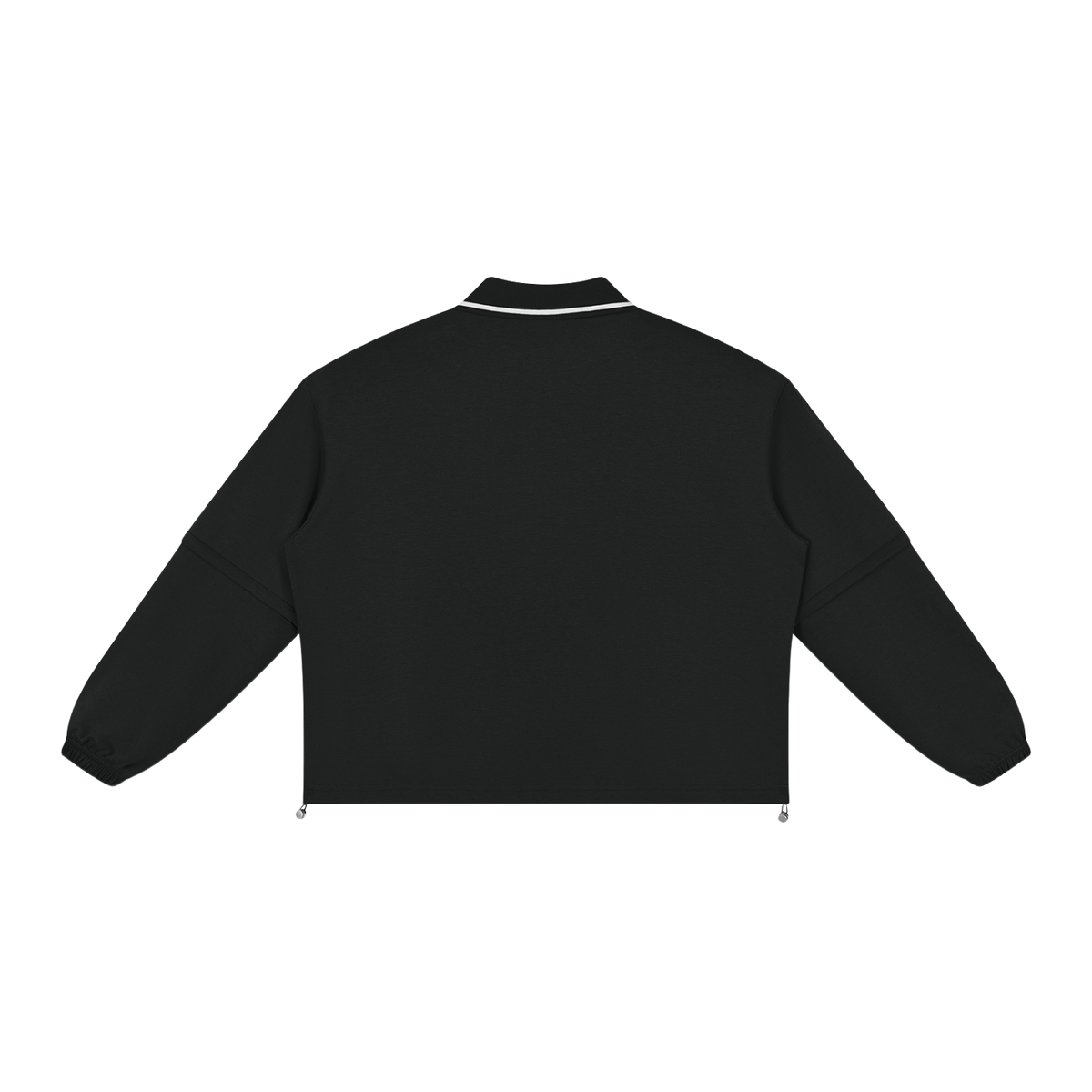 MIROLYUB Collarway collared sweatshirt in Black, back view.