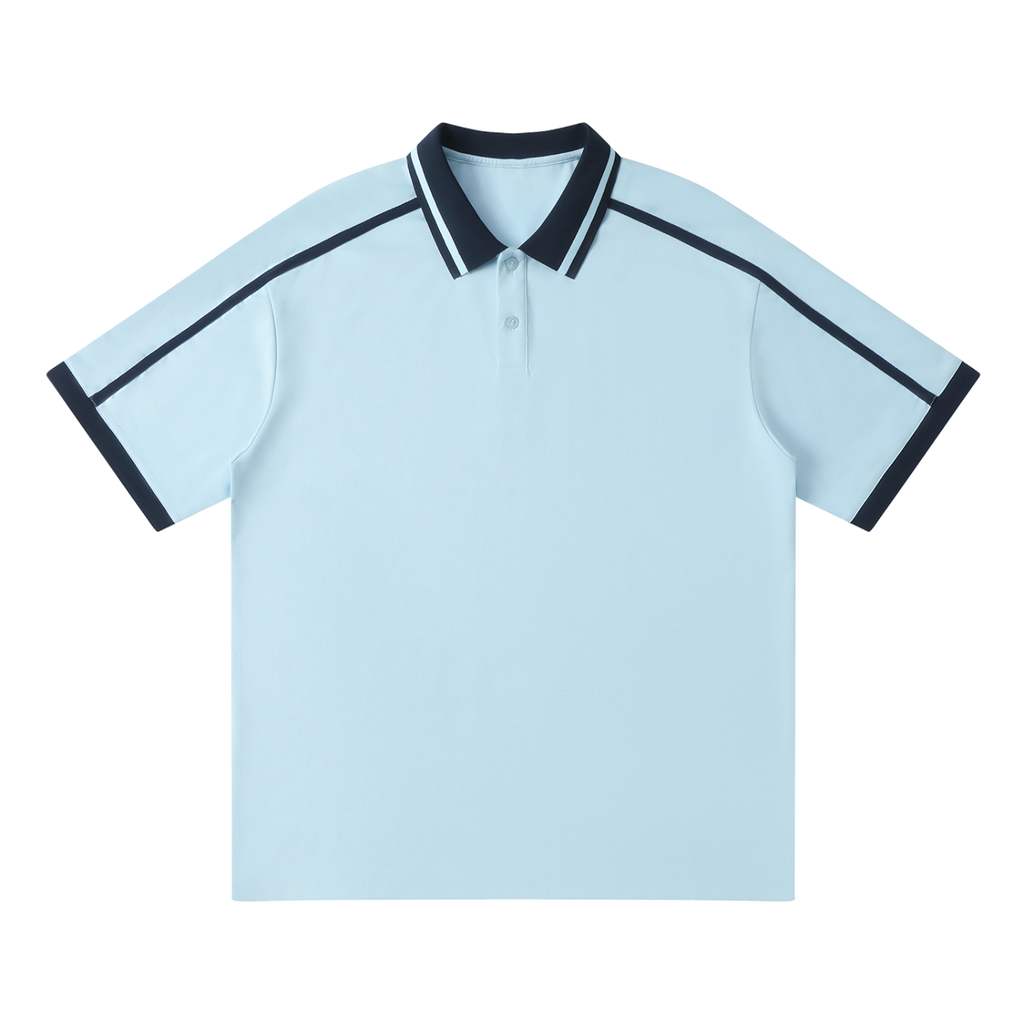 MIROLYUB Traction contrast-piping polo in Sky Blue — front view