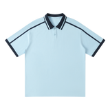 MIROLYUB Traction contrast-piping polo in Sky Blue — front view