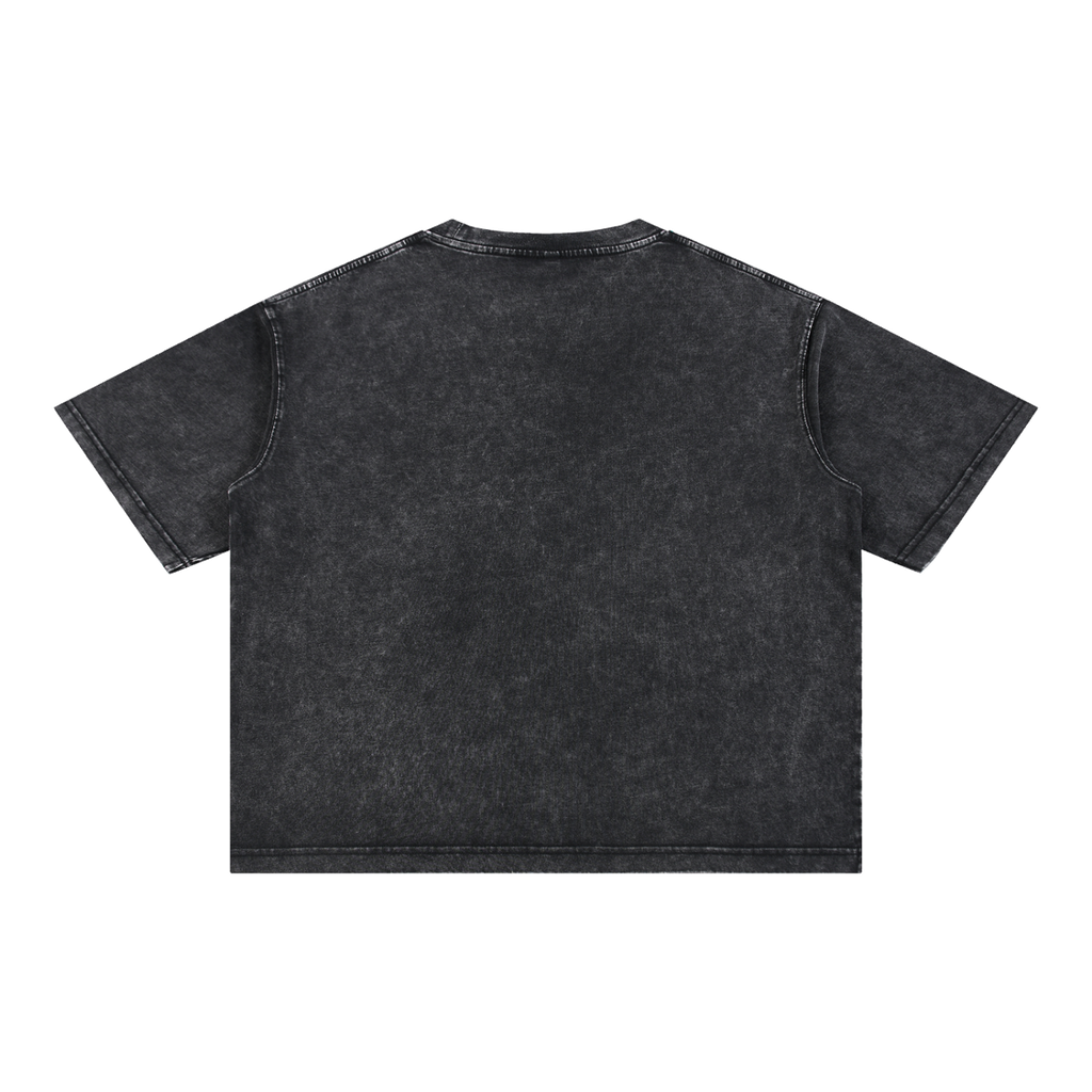 MIROLYUB Stratum Mineral-Wash Boxy Tee in Black, back view