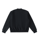 MIROLYUB Nocturne fleece zip varsity jacket in Black, back view.