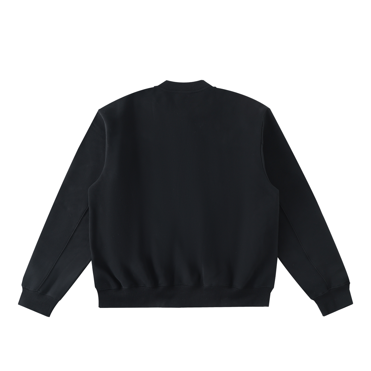 MIROLYUB Nocturne fleece zip varsity jacket in Black, back view.