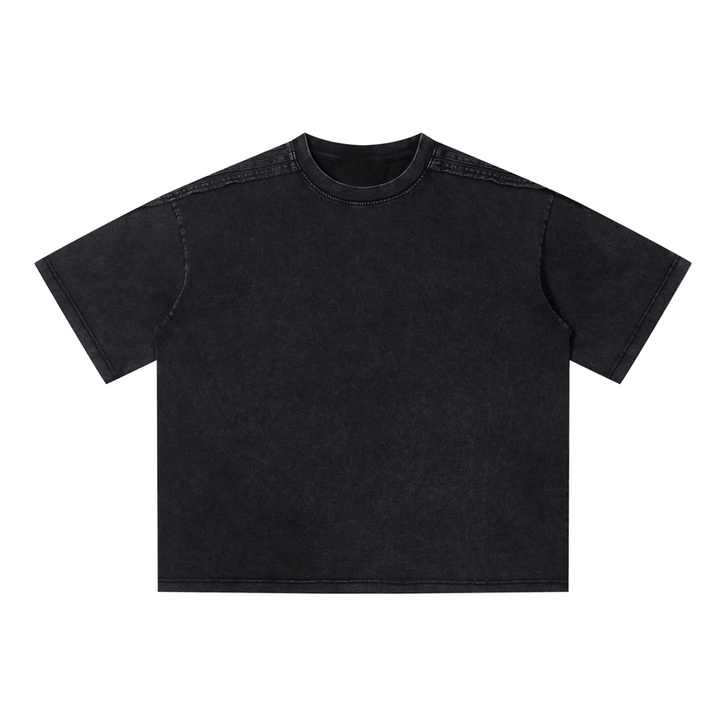 MIROLYUB Unisex Vintage Wash Boxy T-Shirt — Black — front view