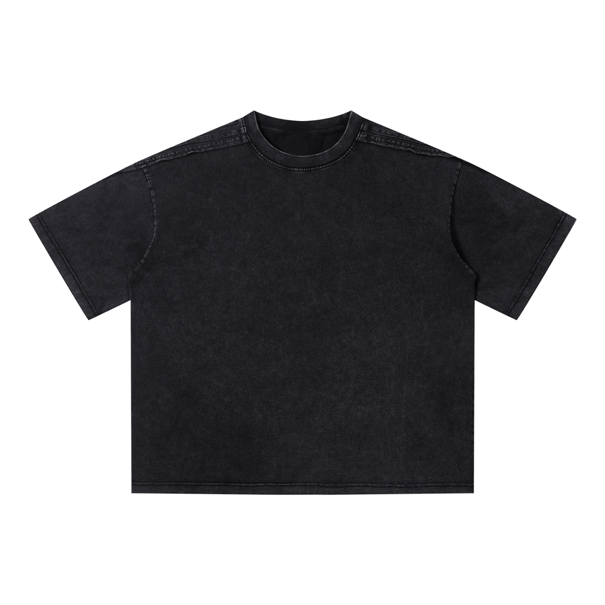 MIROLYUB Unisex Vintage Wash Boxy T-Shirt — Black — front view