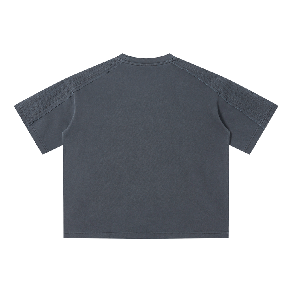 MIROLYUB Unisex Vintage Wash Boxy T-Shirt — Dark Gray — back view