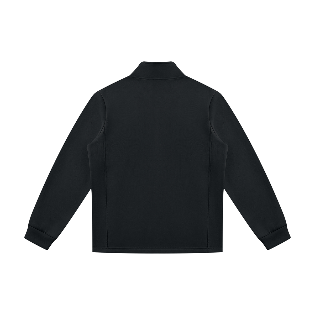 MIROLYUB Tangent stand-collar track jacket in Black, back view.