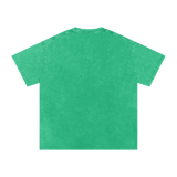 MIROLYUB Afterglow Snow-Wash Oversized Tee in Grass Green, back view.