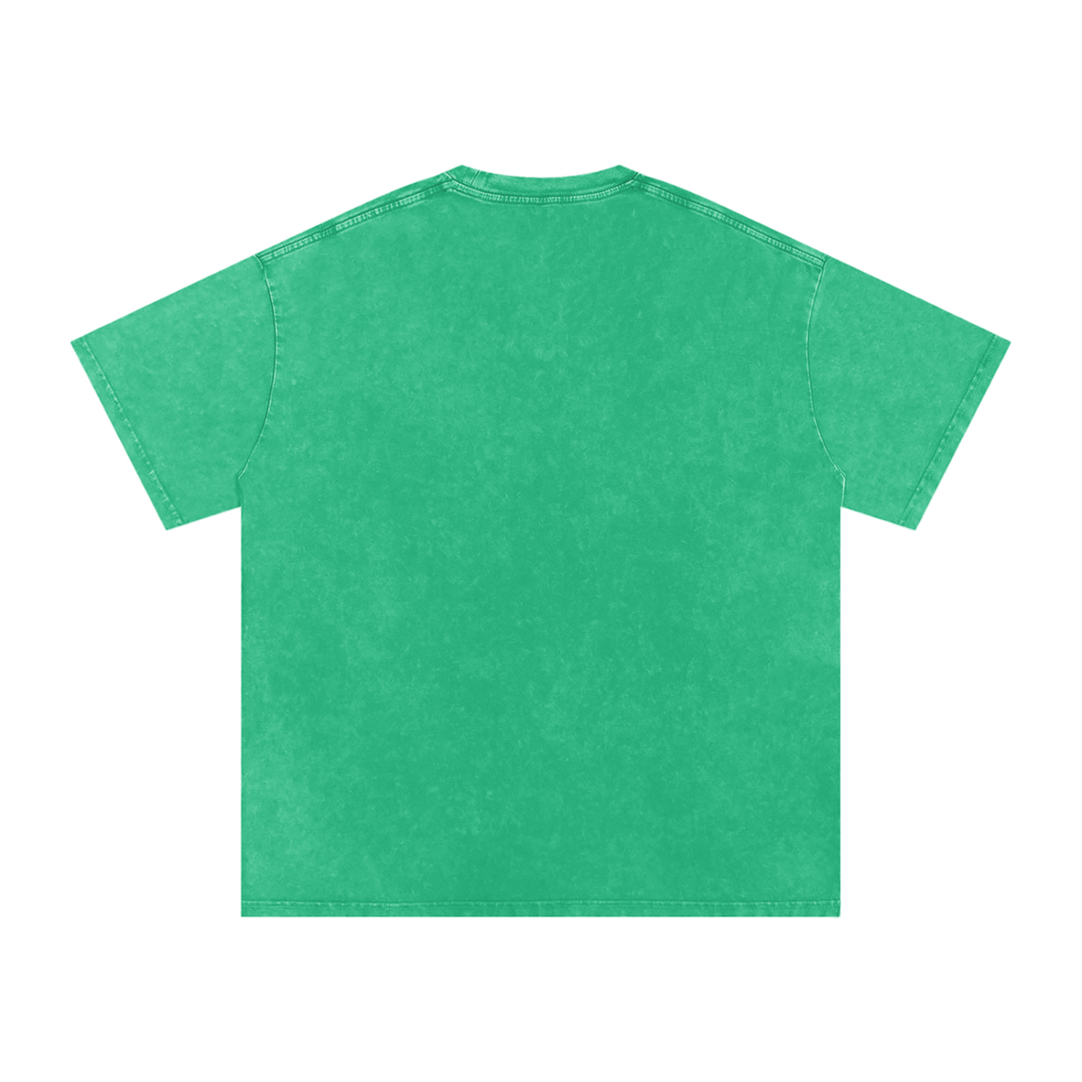 MIROLYUB Afterglow Snow-Wash Oversized Tee in Grass Green, back view.