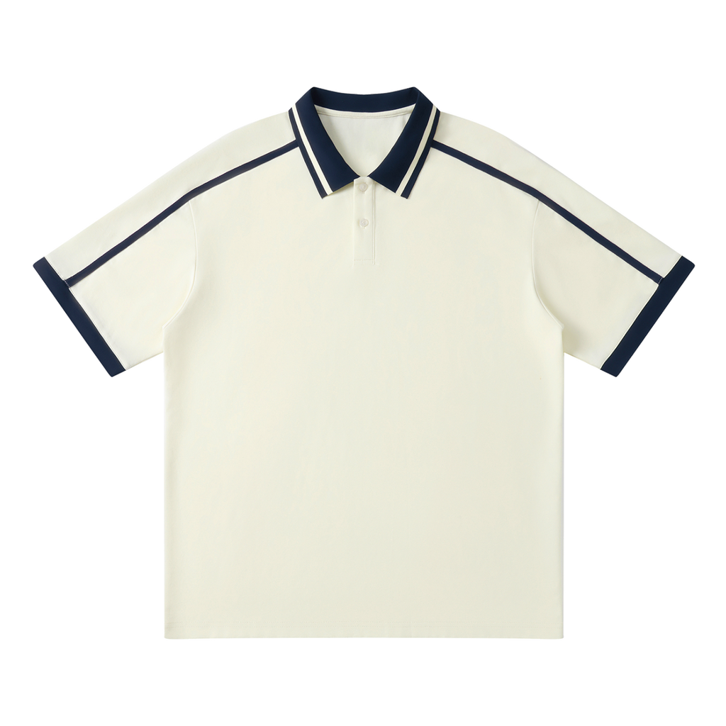 Traction contrast-piping polo in Apricot, front view