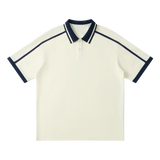 Traction contrast-piping polo in Apricot, front view