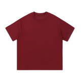 Still Heavy Cotton Tee in Wine Red, front view — MIROLYUB Essentials