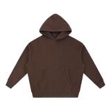 MIROLYUB Loft Boxy Fleece Hoodie in Coffee, front view.