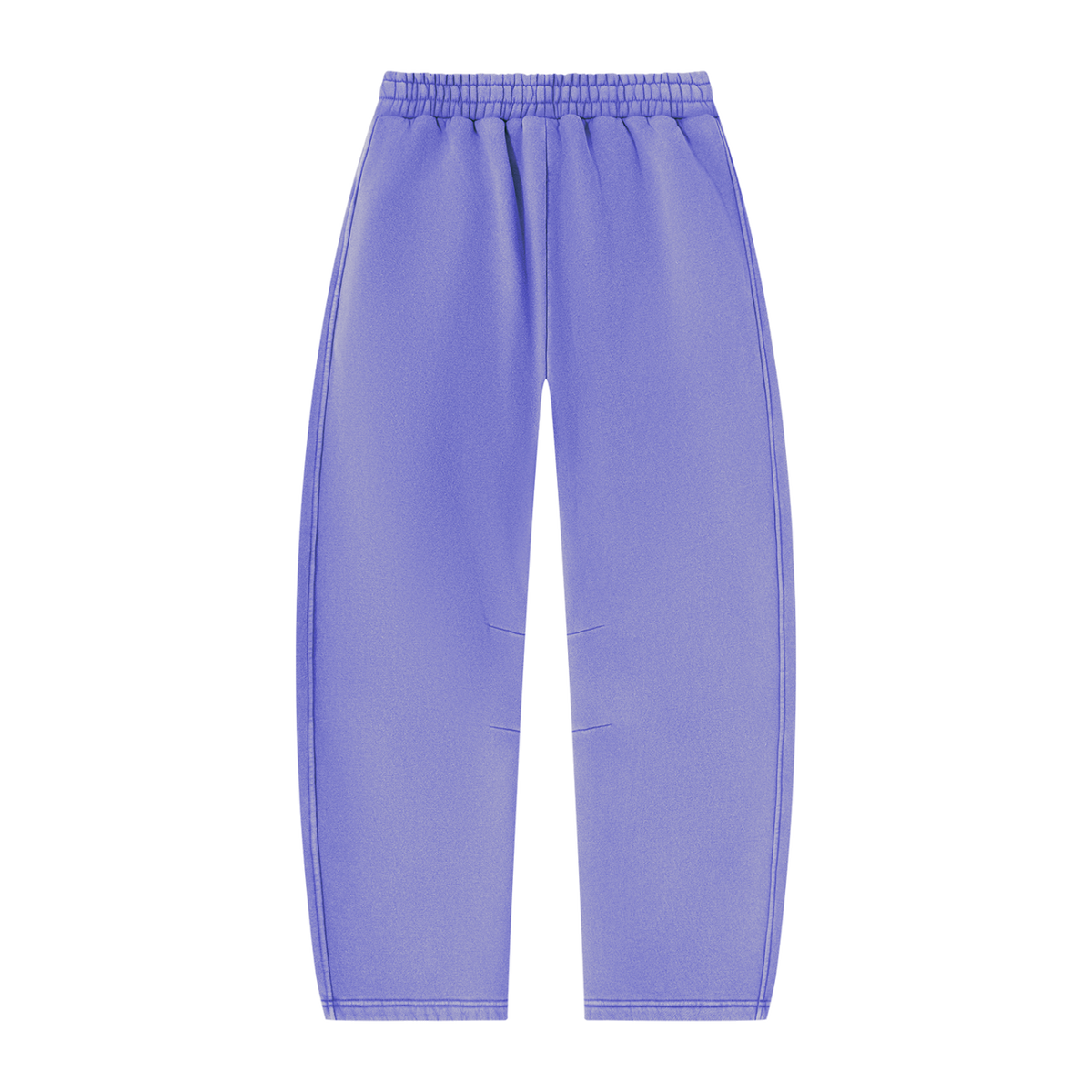 MIROLYUB arc vintage-wash barrel fleece pants in Purple, back view