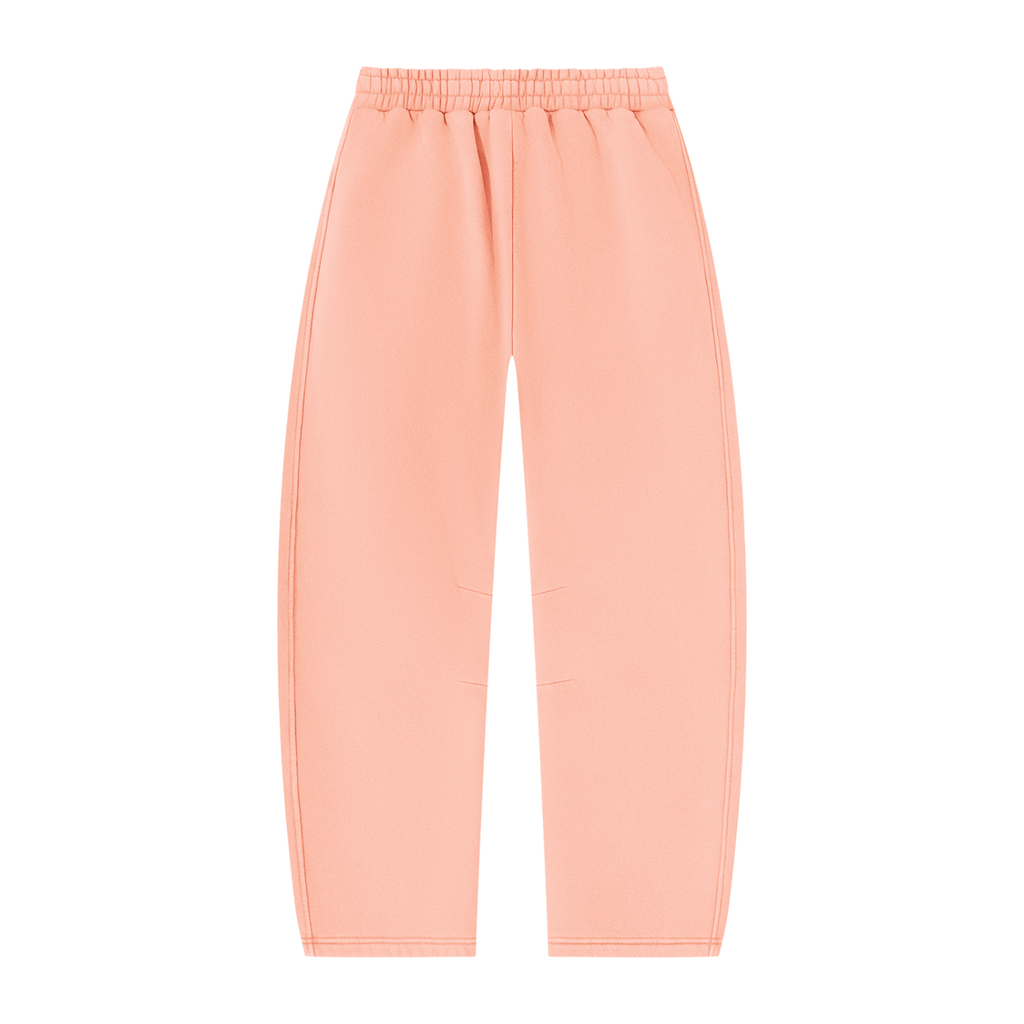 MIROLYUB arc vintage-wash barrel fleece pants in Light Pink, back view