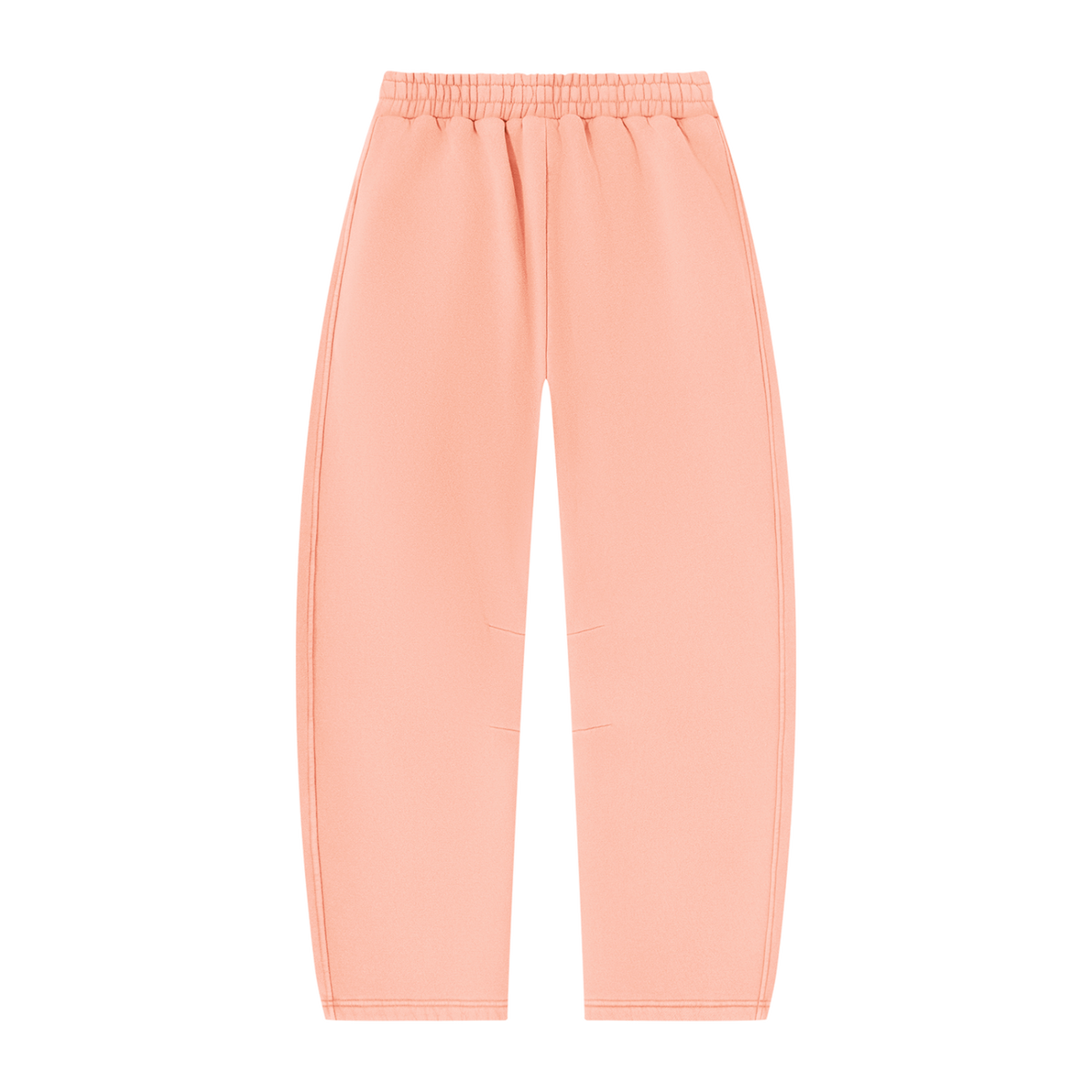 MIROLYUB arc vintage-wash barrel fleece pants in Light Pink, back view