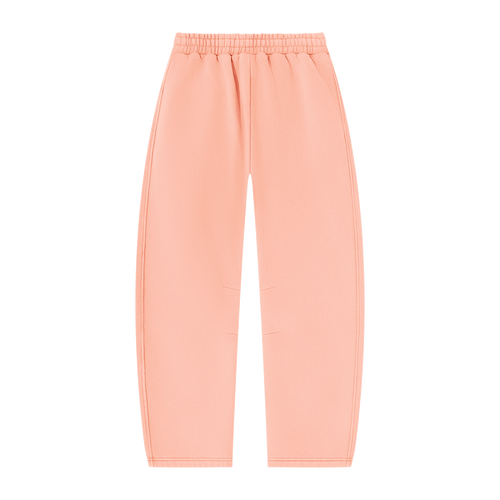 MIROLYUB arc vintage-wash barrel fleece pants in Light Pink, back view