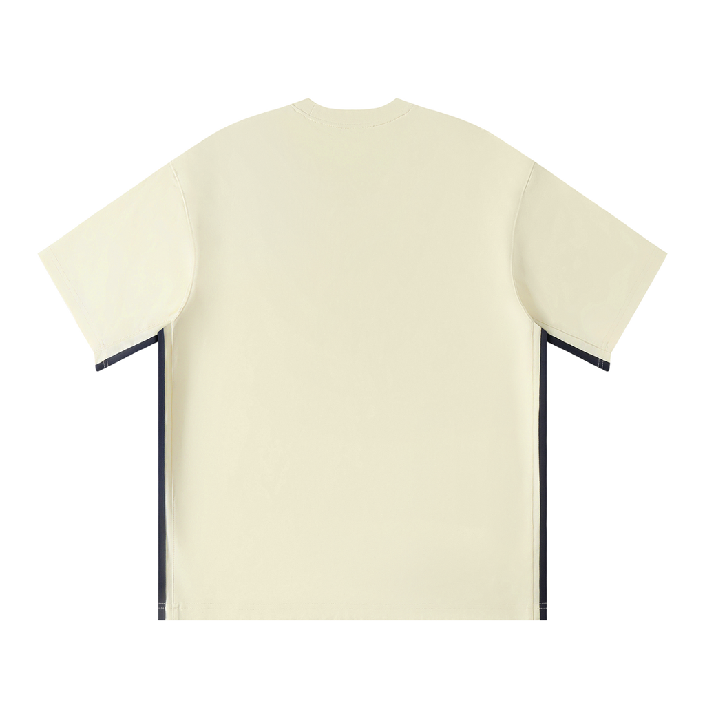 MIROLYUB Unisex Colorblock Crewneck T-Shirt — Apricot, back view