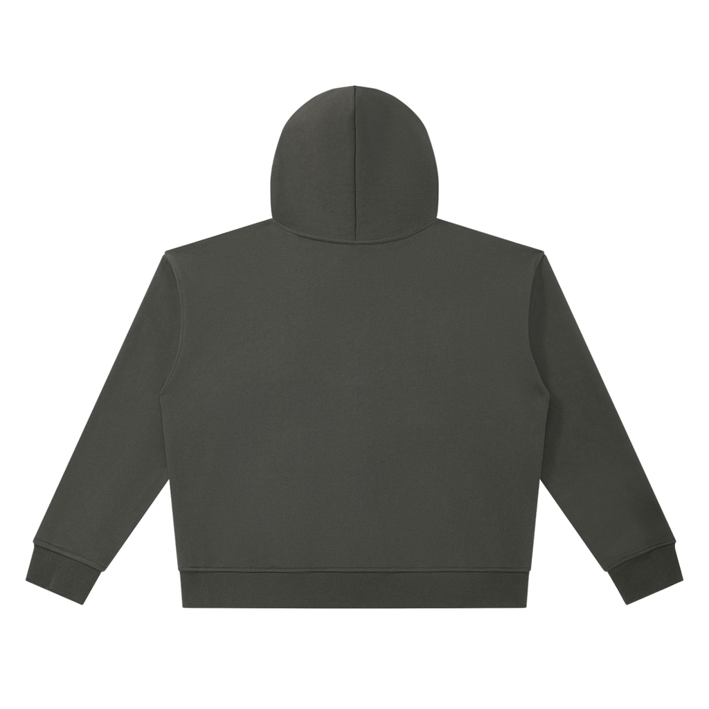 MIROLYUB Unisex Heavyweight Full Zip Boxy Hoodie — Dark Gray, back view
