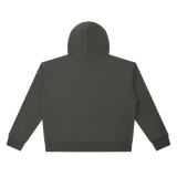 MIROLYUB Unisex Heavyweight Full Zip Boxy Hoodie — Dark Gray, back view