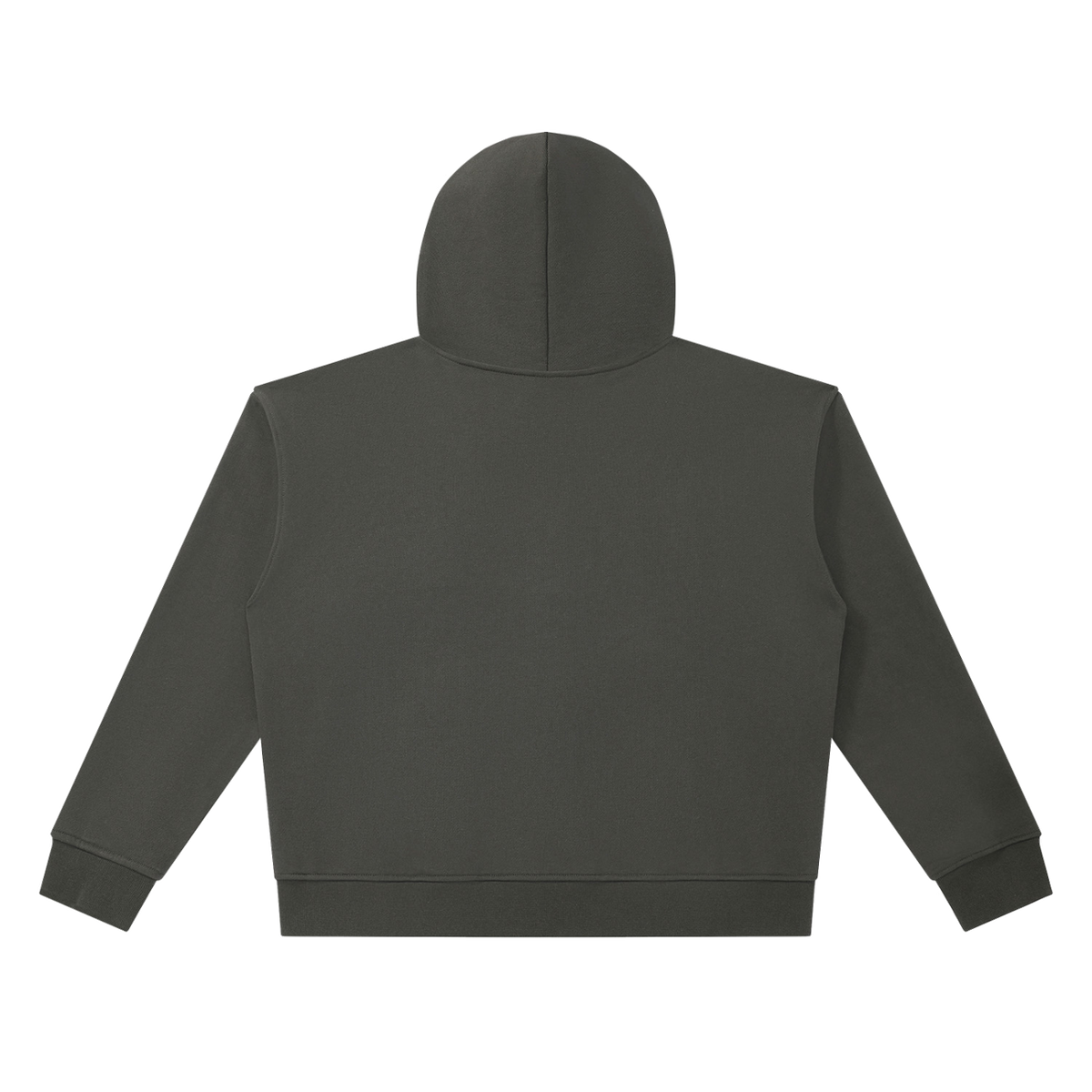 MIROLYUB Unisex Heavyweight Full Zip Boxy Hoodie — Dark Gray, back view