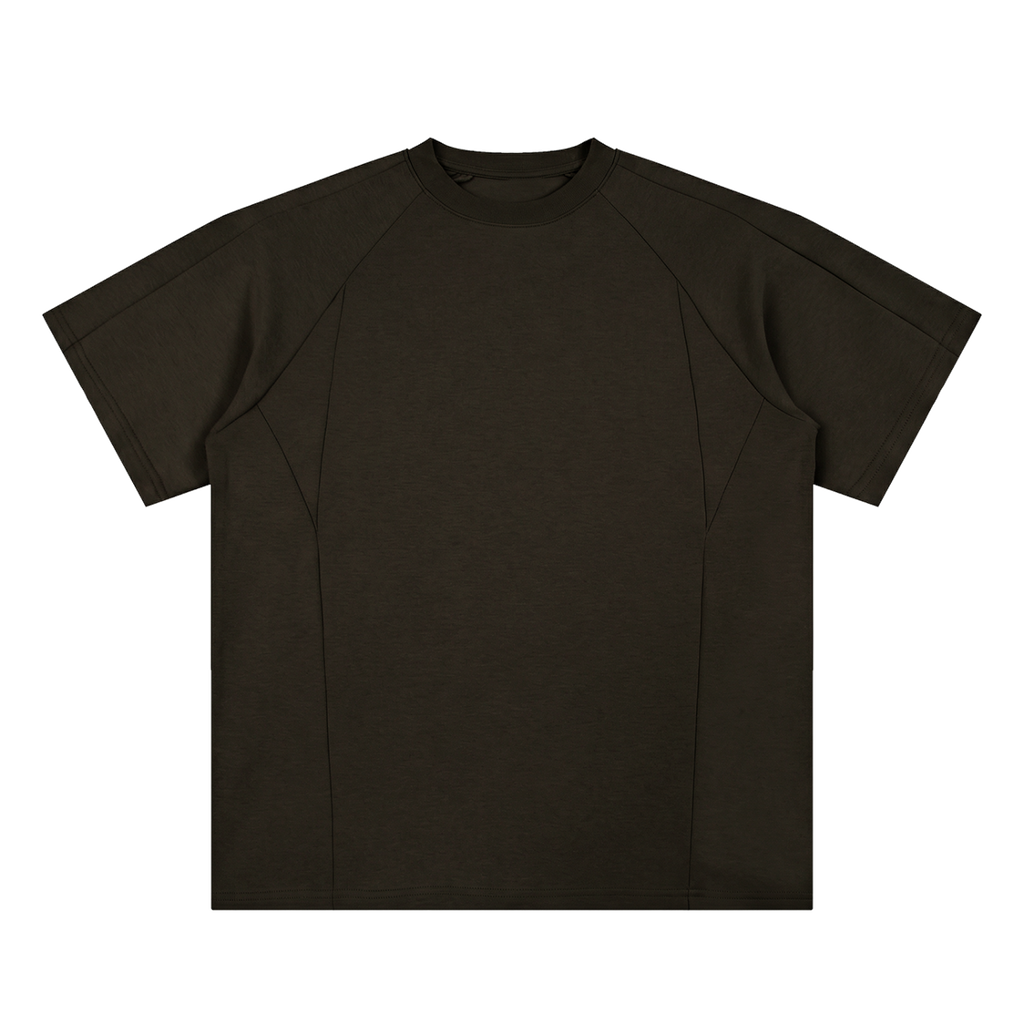 MIROLYUB Unisex Oversized Paneled Raglan T-Shirt — Brown — front view