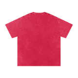 MIROLYUB Afterglow Snow-Wash Oversized Tee in Dark Red, back view.