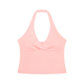 MIROLYUB Women’s Ruched Halter Yoga Tank Top — Pink, front view