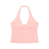 MIROLYUB Women’s Ruched Halter Yoga Tank Top — Pink, front view
