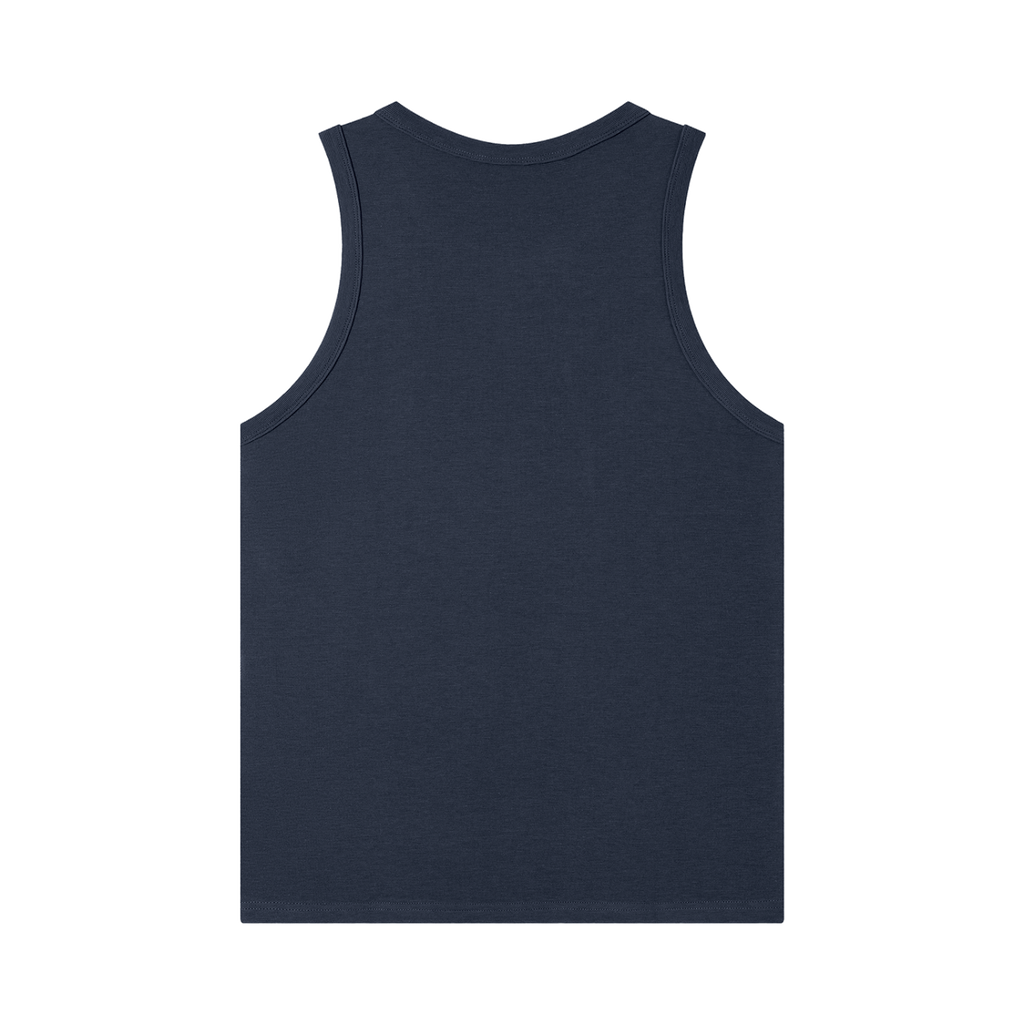 MIROLYUB Tension heavyweight ribbed tank in Royal Blue, back view.