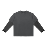 MIROLYUB Fadeline layered long-sleeve tee in Dark Gray, front view.