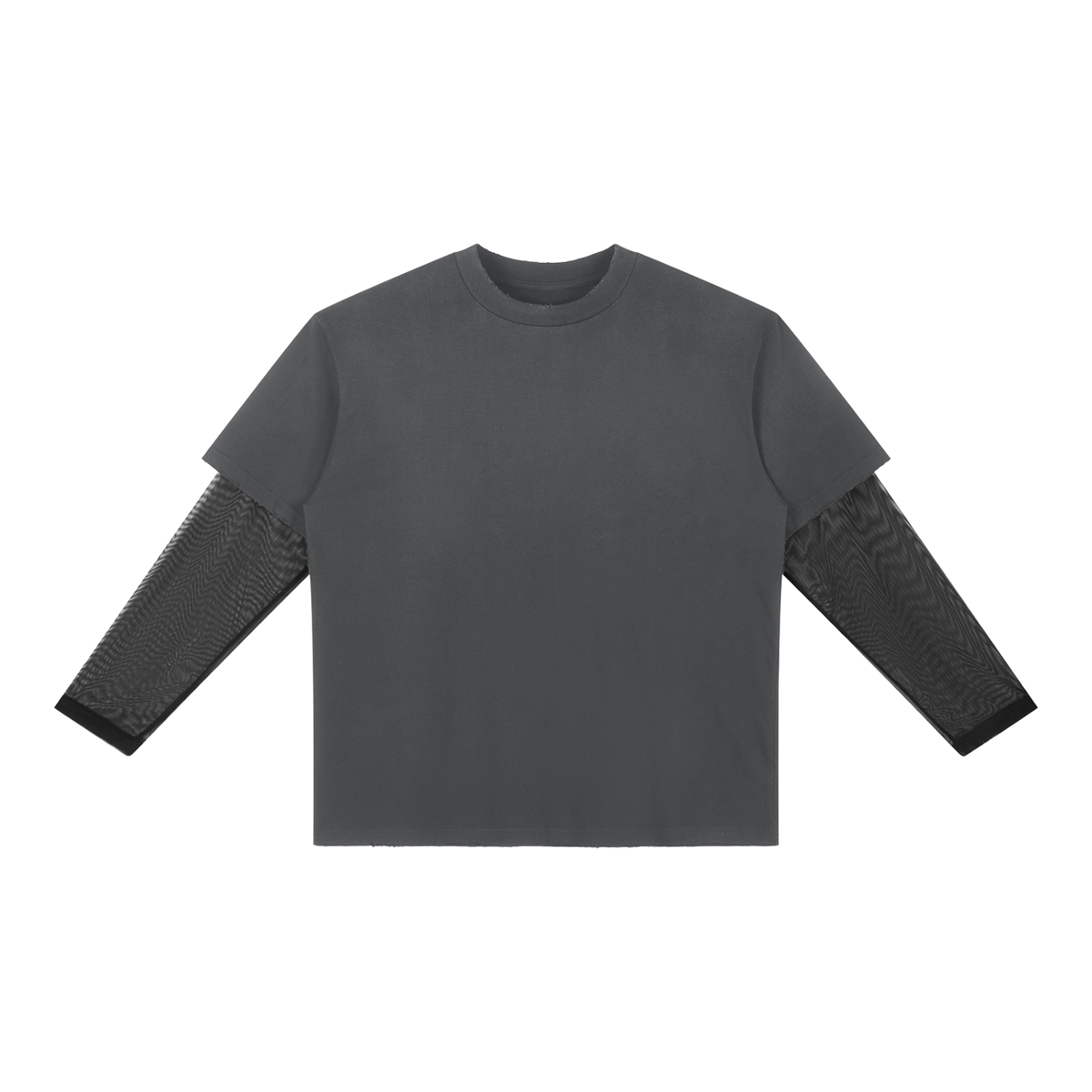 MIROLYUB Fadeline layered long-sleeve tee in Dark Gray, front view.
