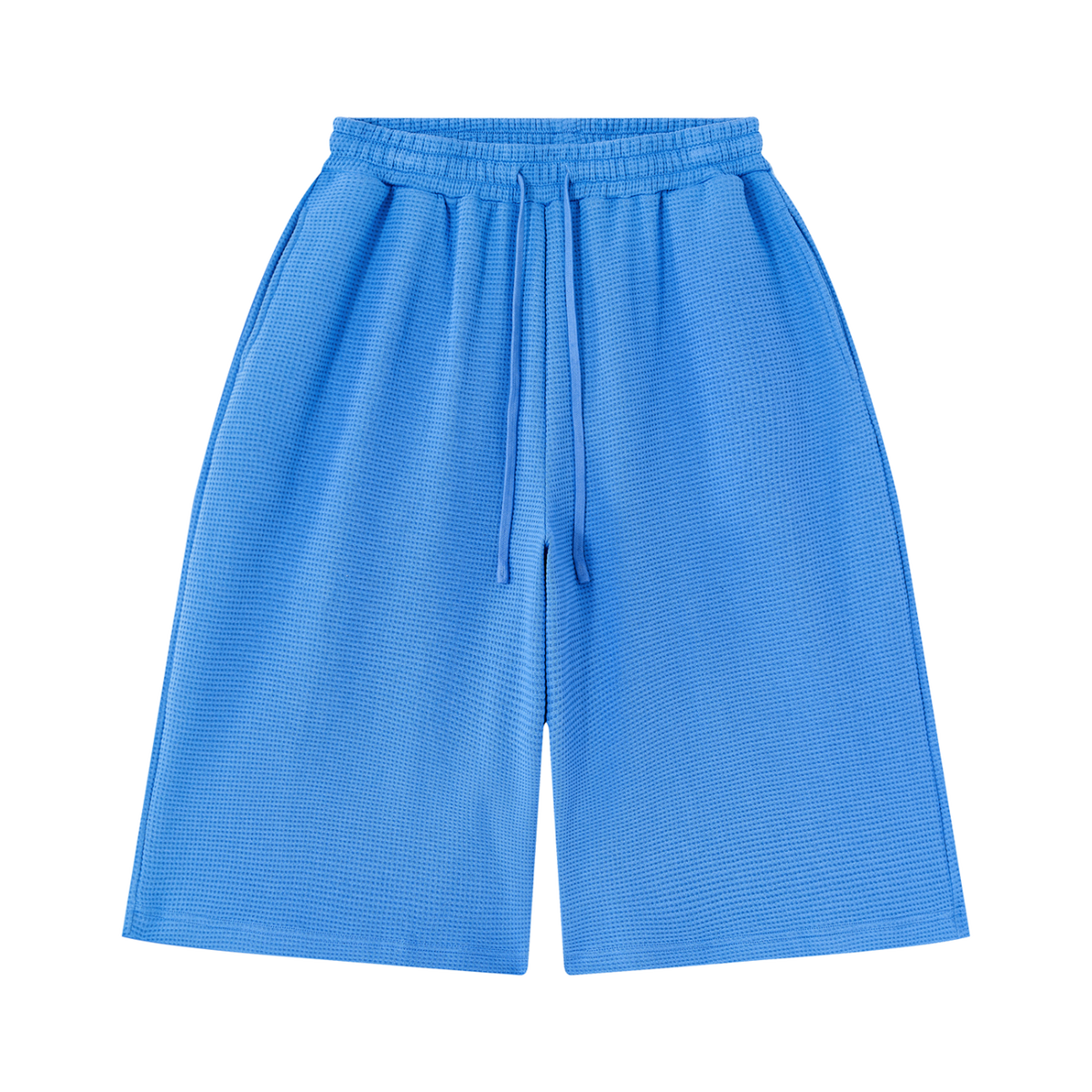 MIROLYUB Lattice Waffle Shorts in Colourful Blue, front view.