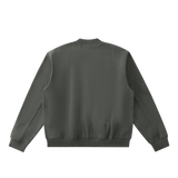 MIROLYUB Nocturne fleece zip varsity jacket in Dark Gray, back view.