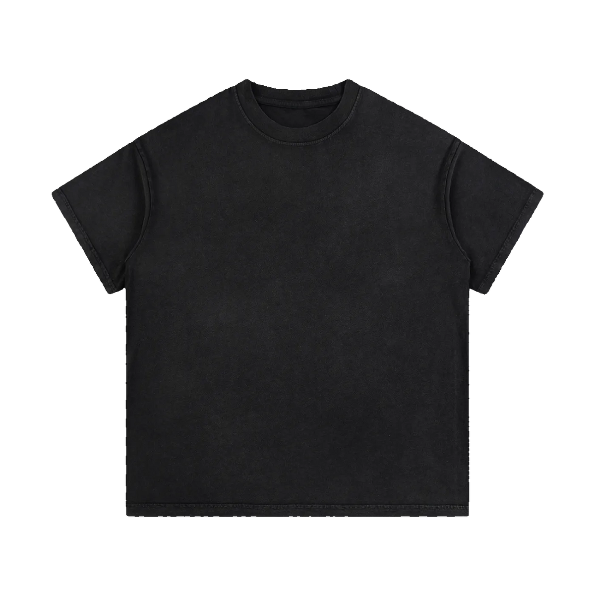 Palimpsest vintage-wash cotton tee in Black, front view — MIROLYUB Essentials