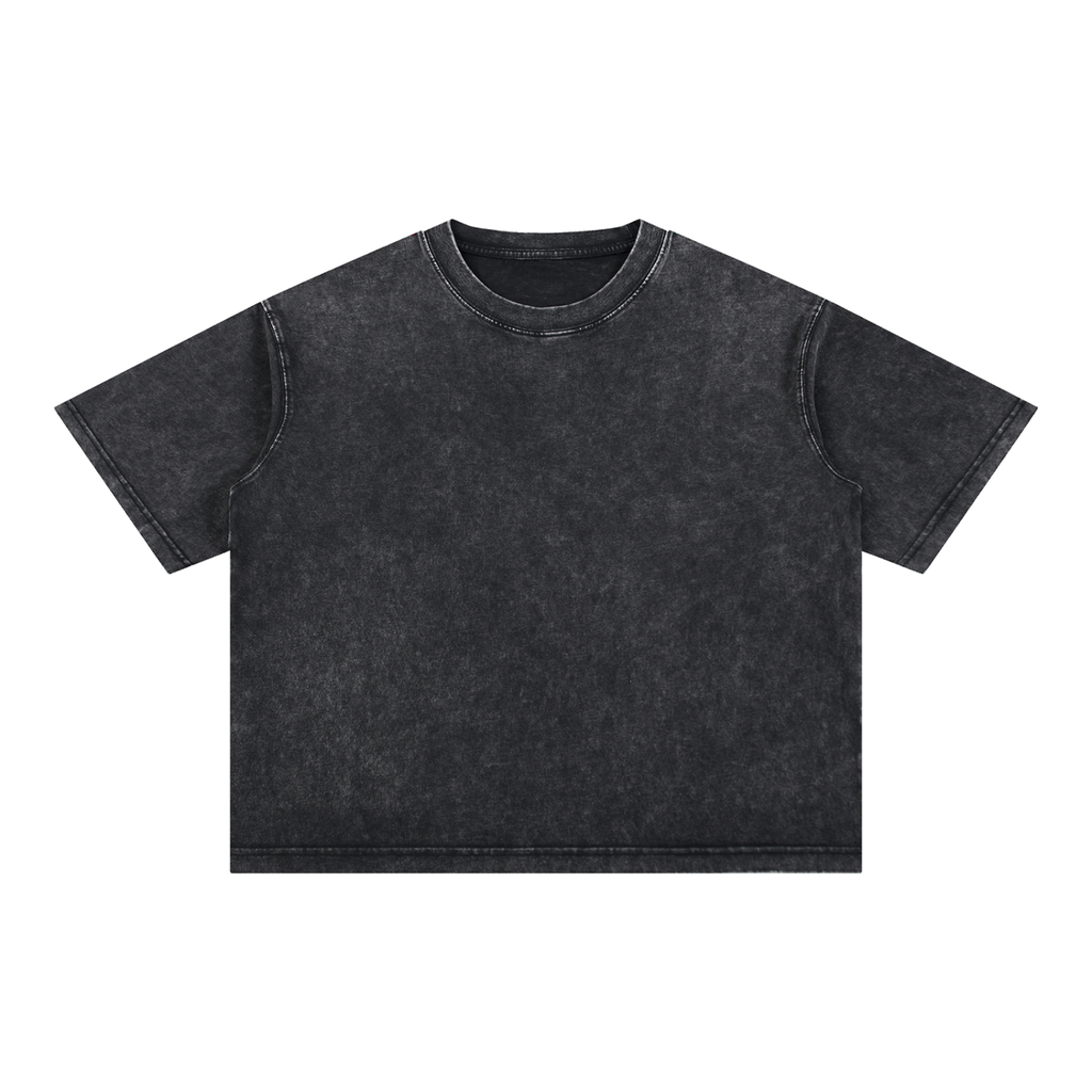 MIROLYUB Stratum Mineral-Wash Boxy Tee in Black, front view