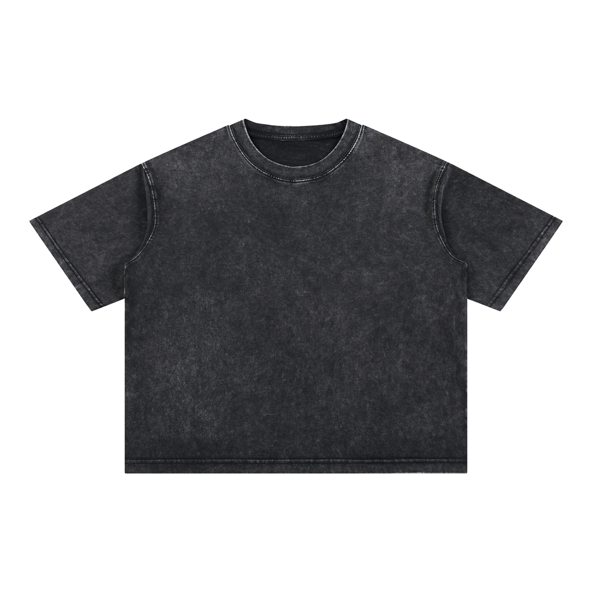 MIROLYUB Stratum Mineral-Wash Boxy Tee in Black, front view