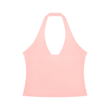 MIROLYUB Women’s Ruched Halter Yoga Tank Top — Pink, back view