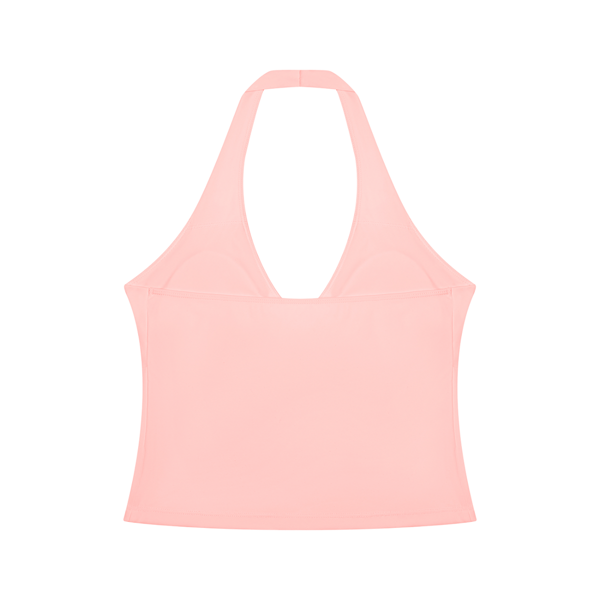 MIROLYUB Women’s Ruched Halter Yoga Tank Top — Pink, back view