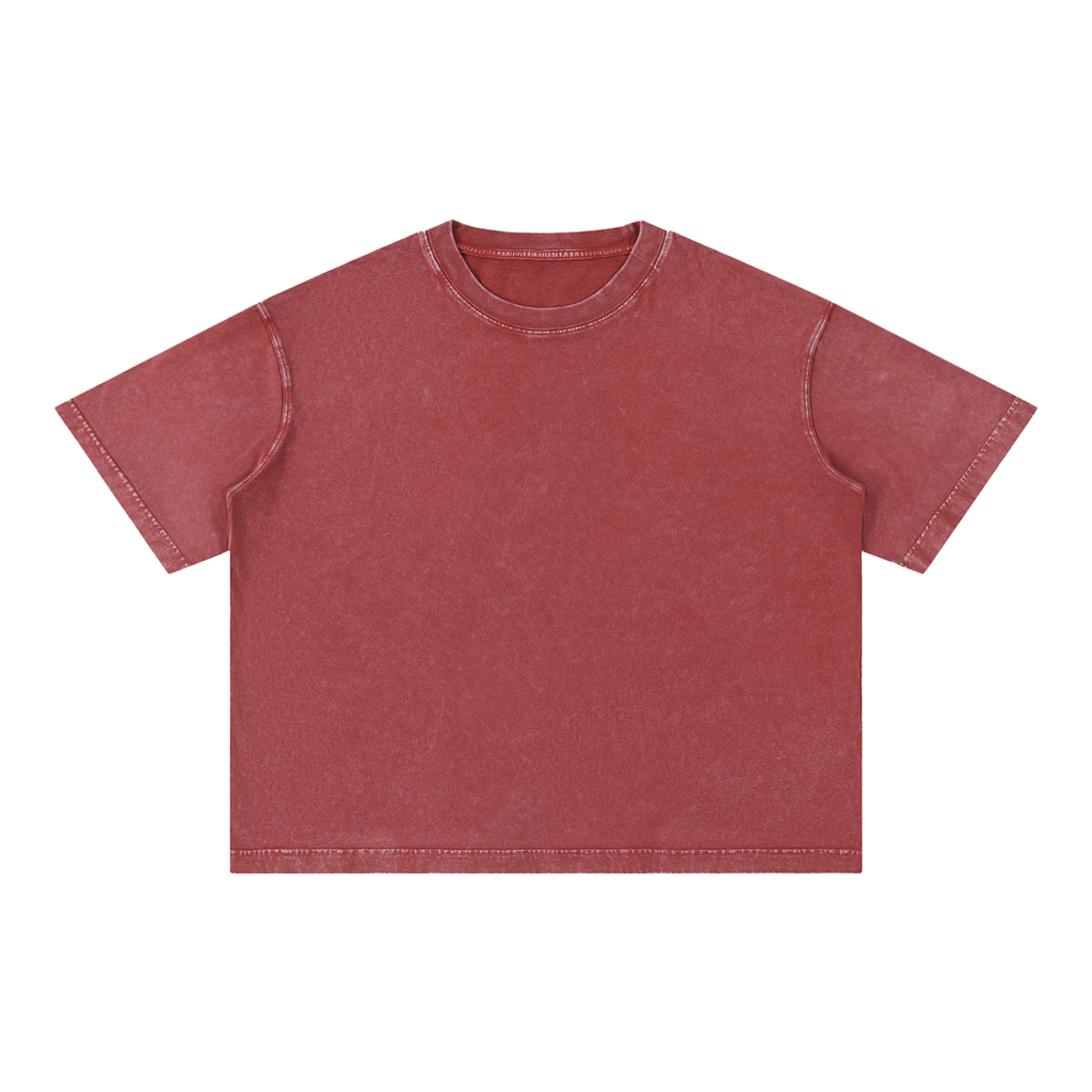 Mineral Wash Boxy Cotton T-Shirt — Red, front view