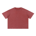 Mineral Wash Boxy Cotton T-Shirt — Red, front view